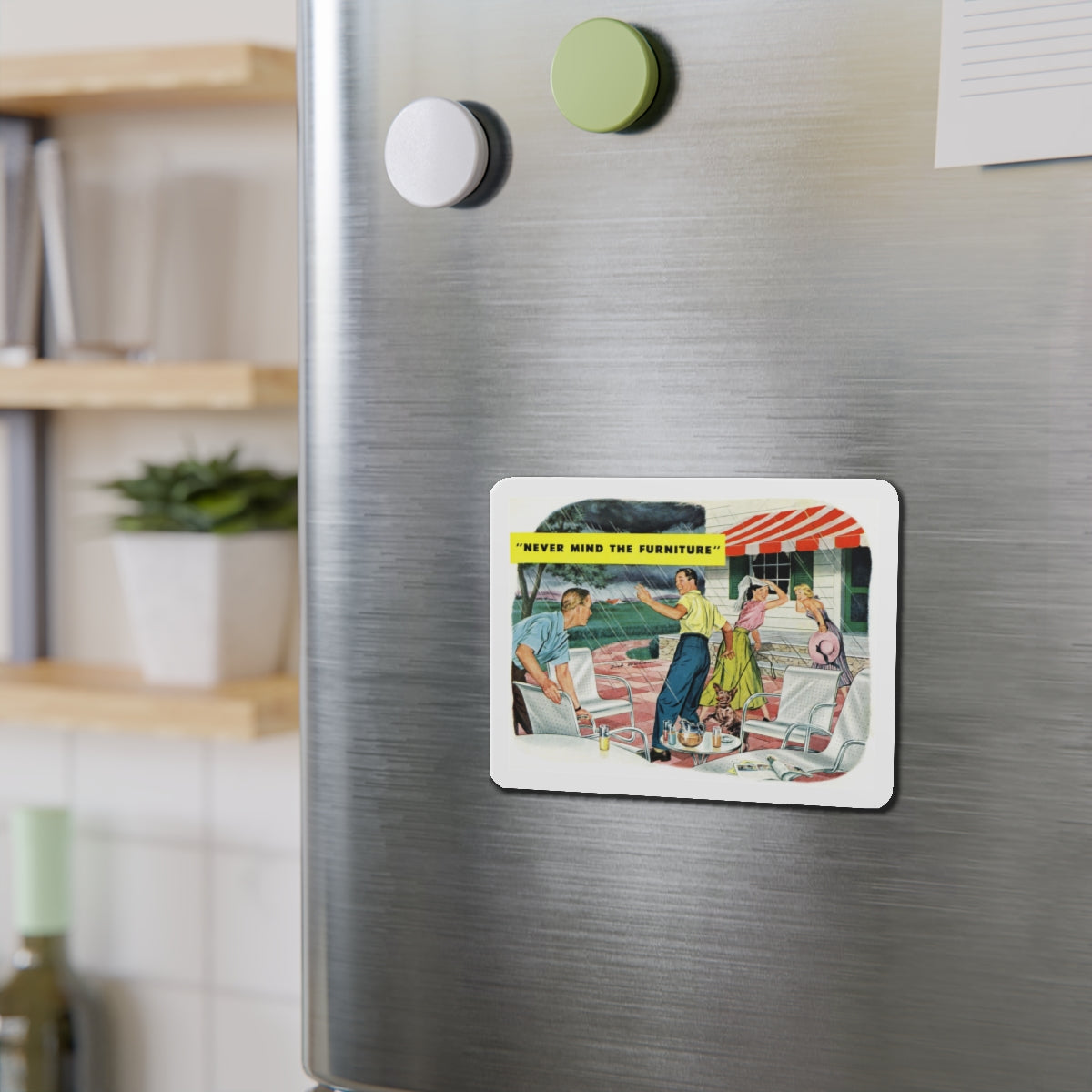 Never Mind The Furniture (Magazine Illustration) Refrigerator Magnet-The Sticker Space