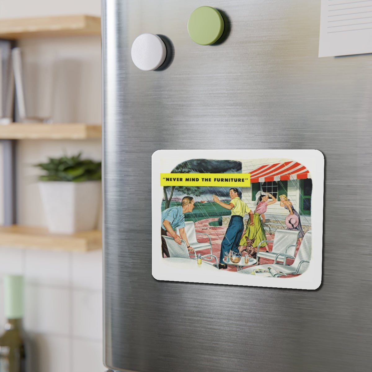 Never Mind The Furniture (Magazine Illustration) Refrigerator Magnet-The Sticker Space