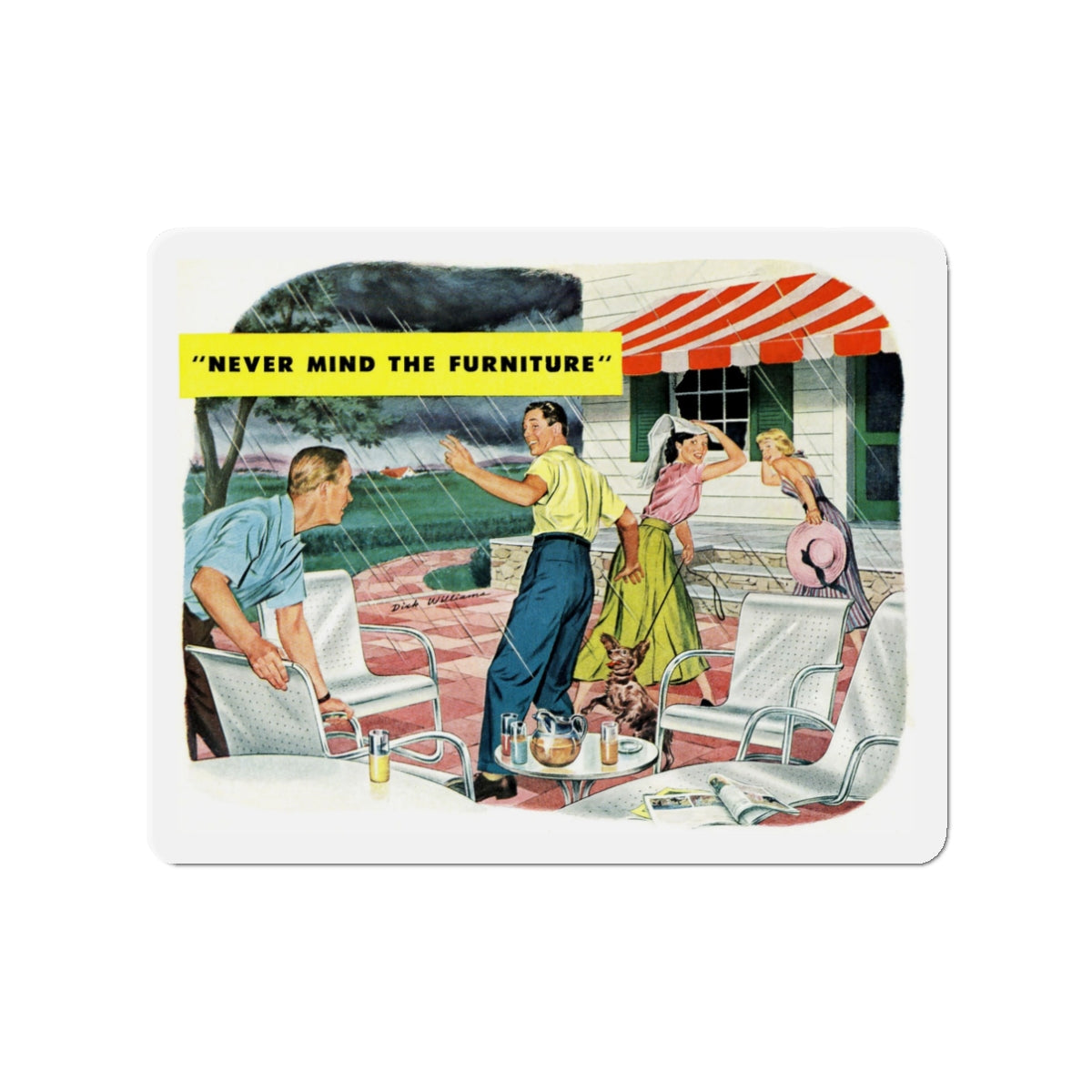 Never Mind The Furniture (Magazine Illustration) Refrigerator Magnet-3" x 3"-The Sticker Space