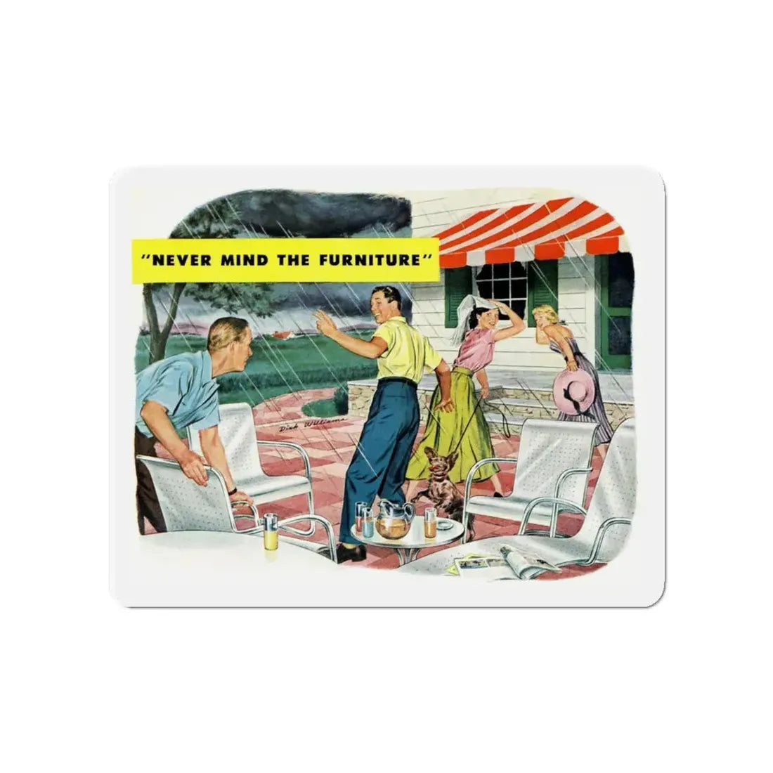 Never Mind The Furniture (Magazine Illustration) Refrigerator Magnet 4 Inch - The Sticker Space