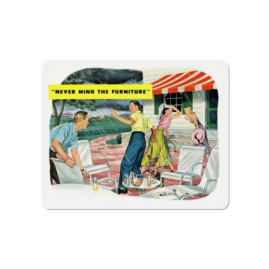 Never Mind The Furniture (Magazine Illustration) Refrigerator Magnet 6 Inch - The Sticker Space