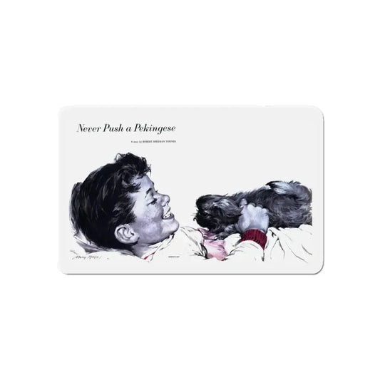 Never Push a Pekingese, Woman's Day, April 1957 (Magazine Illustration) Refrigerator Magnet 6 Inch - The Sticker Space