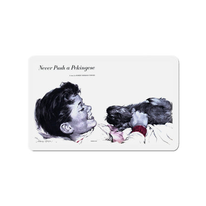 Never Push a Pekingese, Woman's Day, April 1957 (Magazine Illustration) Refrigerator Magnet-3" x 3"-The Sticker Space