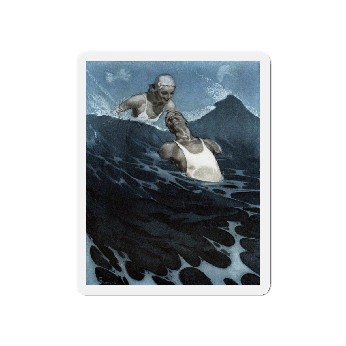 Never See Snow Again (2), Cosmopolitan, August 1936 (Magazine Illustration) Refrigerator Magnet-5" x 5"-The Sticker Space