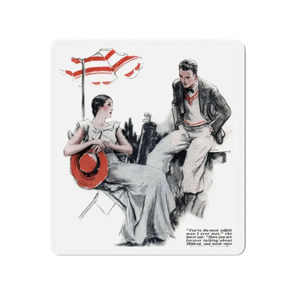 Never Talk to Strangers (1), Redbook, December 1932 (Magazine Illustration) Refrigerator Magnet 2 Inch - The Sticker Space