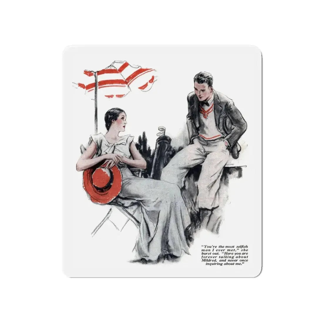 Never Talk to Strangers (1), Redbook, December 1932 (Magazine Illustration) Refrigerator Magnet 4 Inch - The Sticker Space