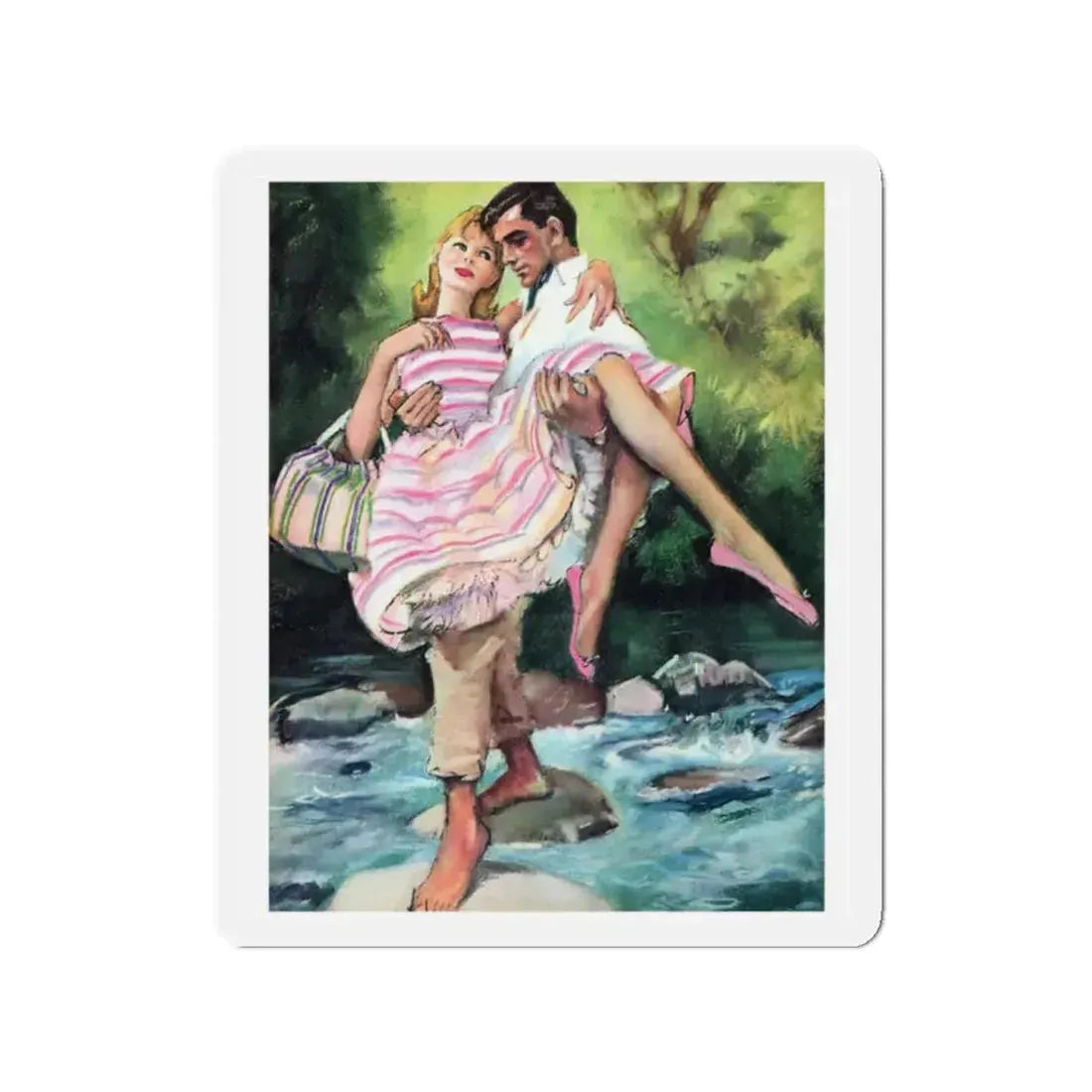 Never The Same by Cathleen Rogers, Woman's Realm magazine, 1960 (Magazine Illustration) Refrigerator Magnet 2 Inch - The Sticker Space