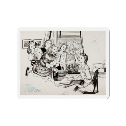 Never to Marry, magazine story illustration, 1943 (Magazine Illustration) Refrigerator Magnet-2" x 2"-The Sticker Space