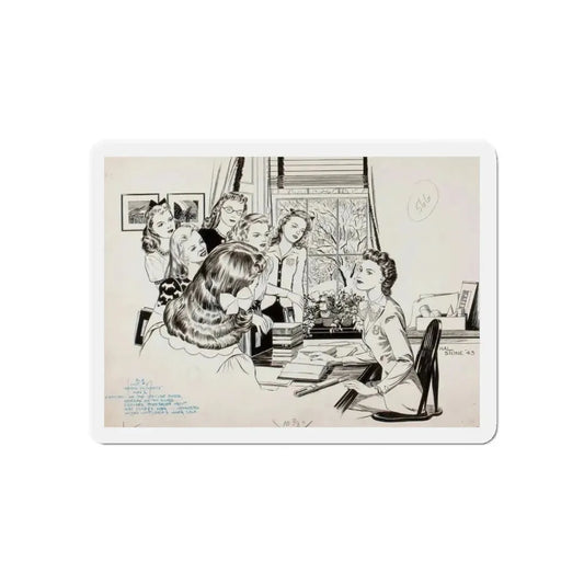 Never to Marry, magazine story illustration, 1943 (Magazine Illustration) Refrigerator Magnet 6 Inch - The Sticker Space