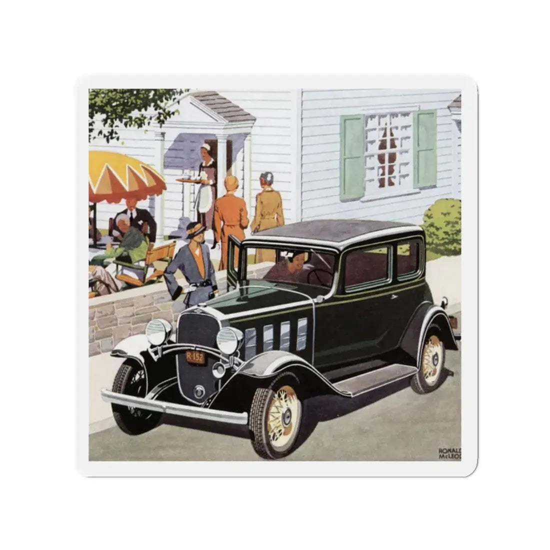 New Chevrolet Six, advertisement, The American Magazine, July 1932 (Magazine Illustration) Refrigerator Magnet 2 Inch - The Sticker Space