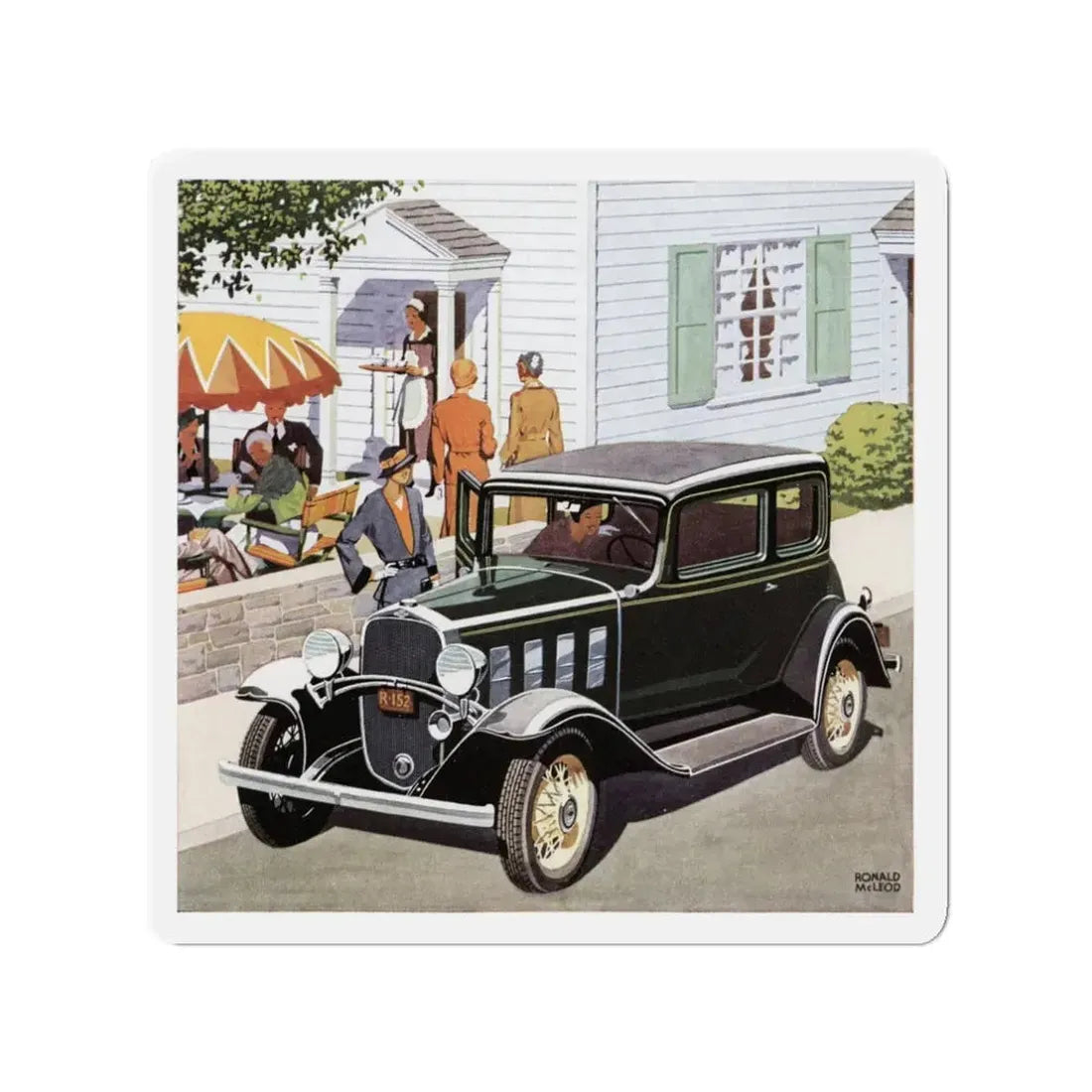 New Chevrolet Six, advertisement, The American Magazine, July 1932 (Magazine Illustration) Refrigerator Magnet 3 Inch - The Sticker Space