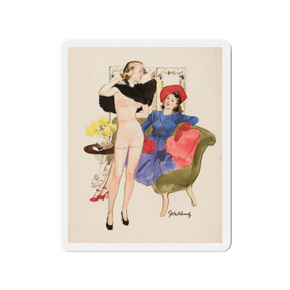 New Dress, 1939 (Magazine Illustration) Refrigerator Magnet-3" x 3"-The Sticker Space