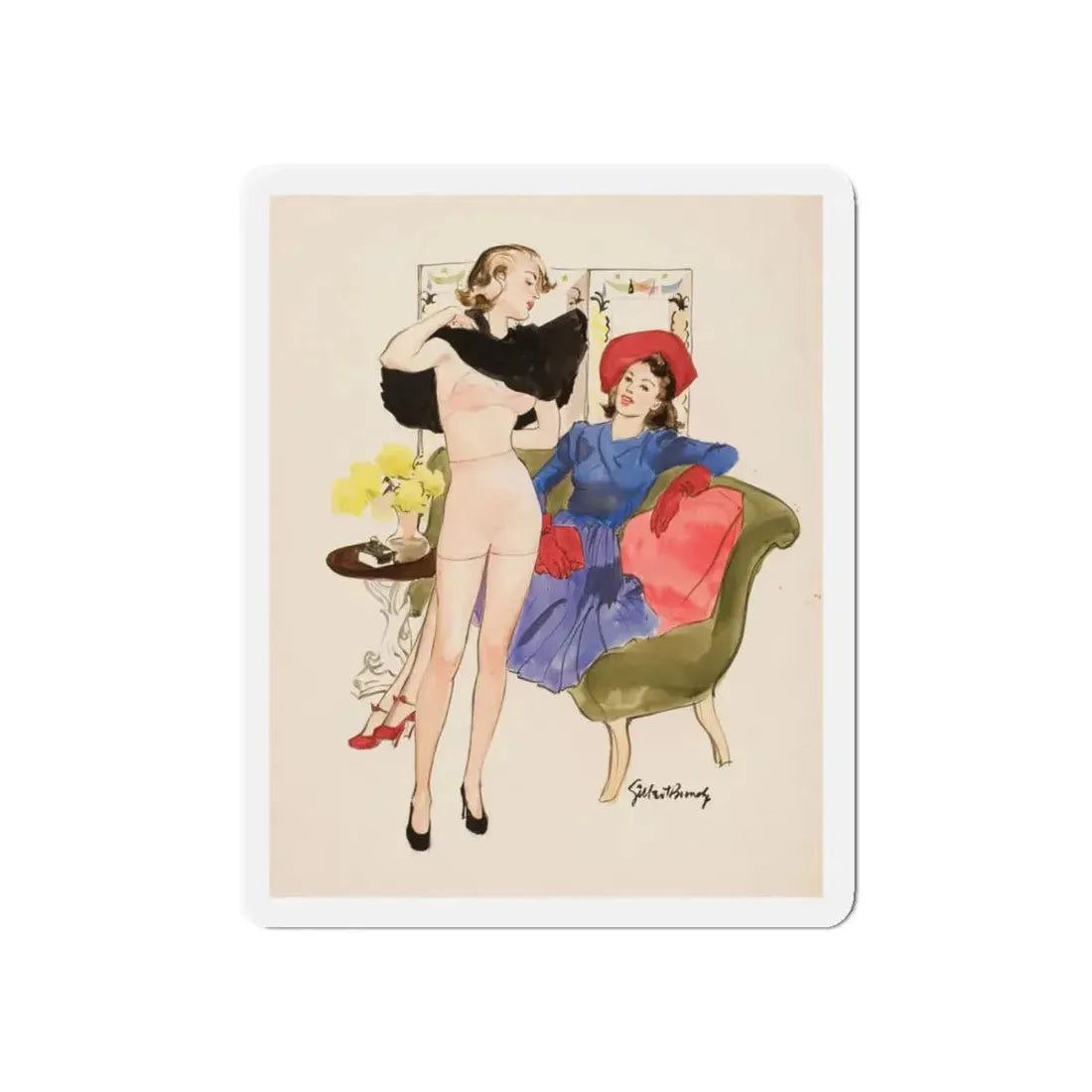 New Dress, 1939 (Magazine Illustration) Refrigerator Magnet - The Sticker Space