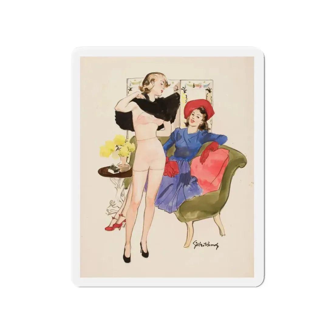 New Dress, 1939 (Magazine Illustration) Refrigerator Magnet - The Sticker Space