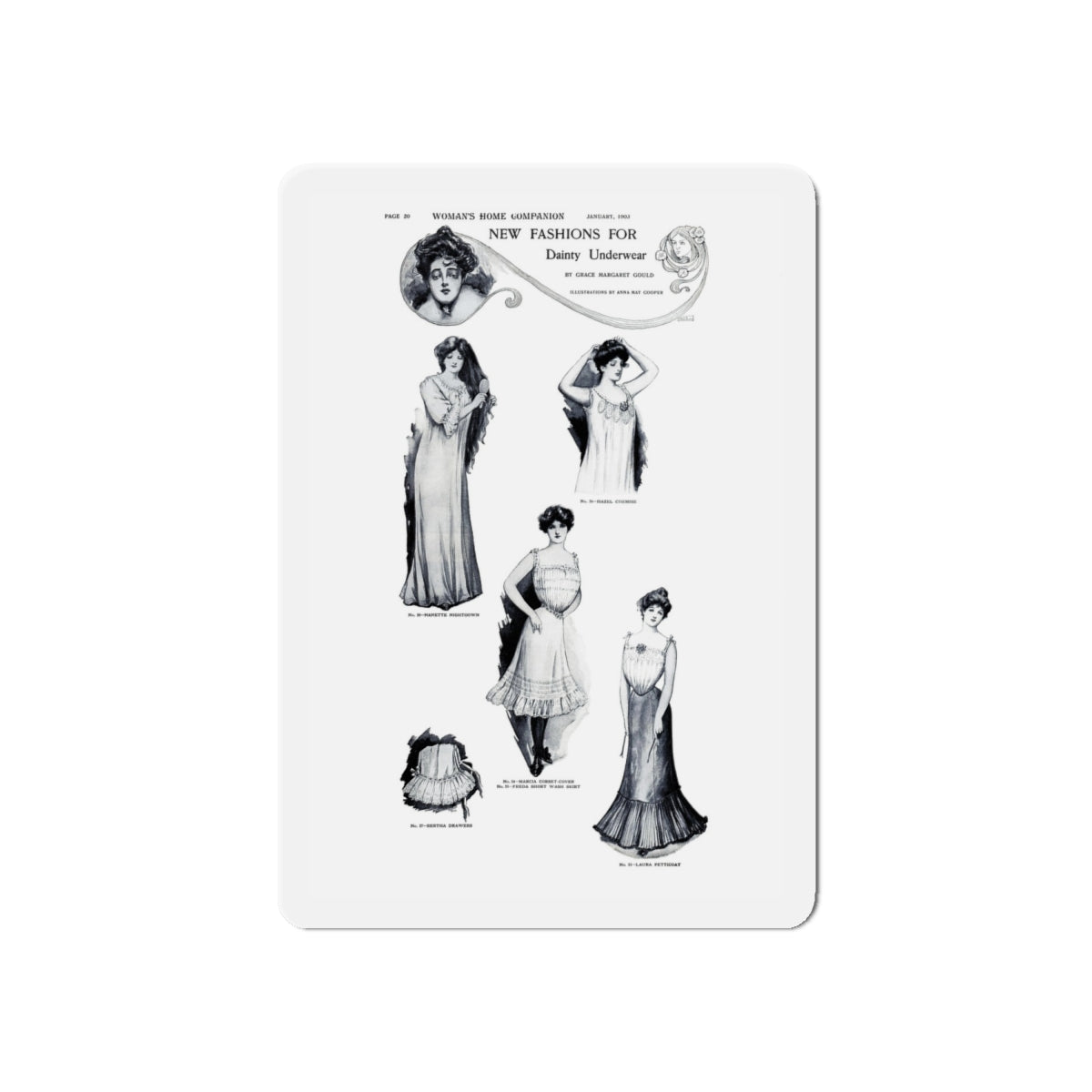 New Fashions for Dainty Underwear, Woman's Home Companion, January 1903 (Magazine Illustration) Refrigerator Magnet-6 × 6"-The Sticker Space