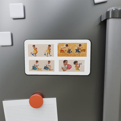 New Friends, Dick and Jane illustration (Magazine Illustration) Refrigerator Magnet-The Sticker Space