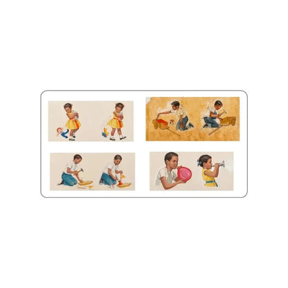 New Friends, Dick and Jane illustration (Magazine Illustration) STICKER Vinyl Die-Cut Decal White Die-Cut 3 Inch - The Sticker Space