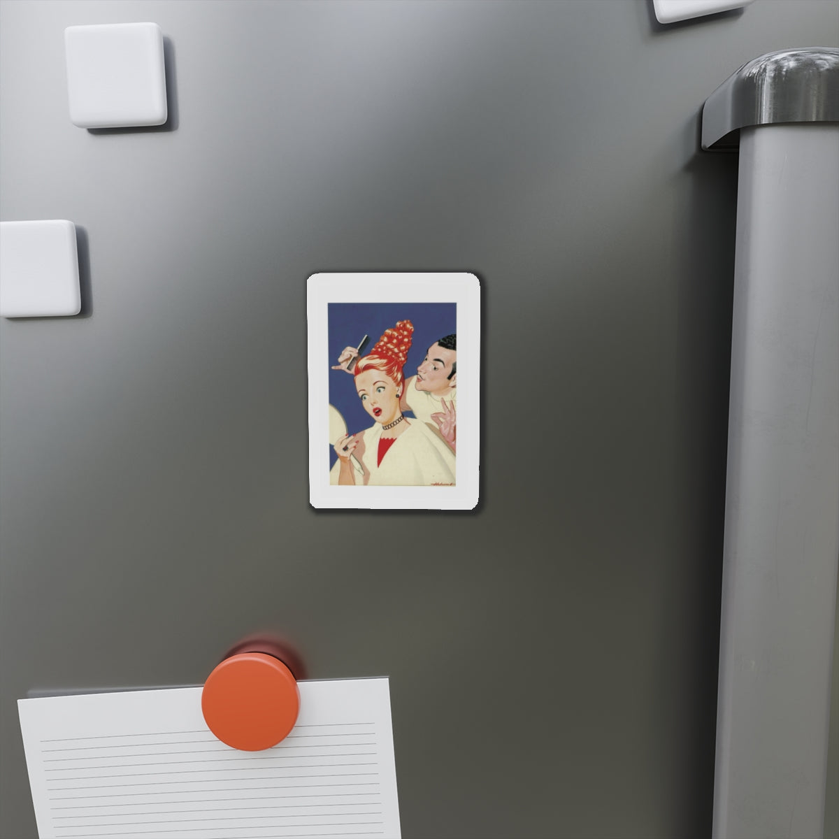 New Hairdo (Magazine Illustration) Refrigerator Magnet-The Sticker Space