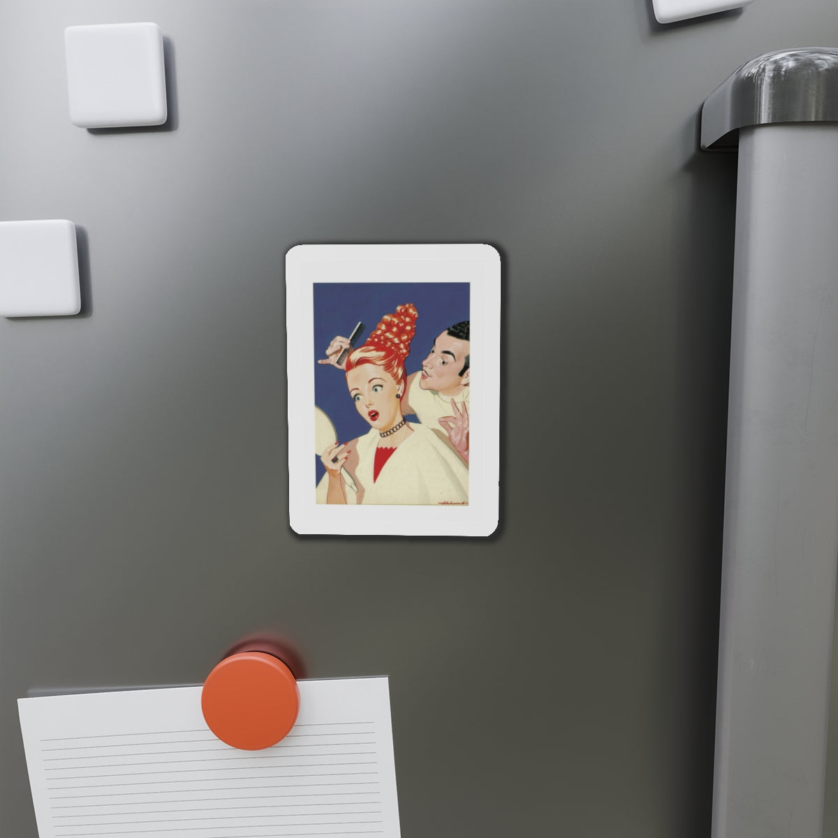 New Hairdo (Magazine Illustration) Refrigerator Magnet-The Sticker Space