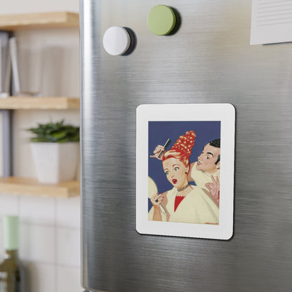 New Hairdo (Magazine Illustration) Refrigerator Magnet-The Sticker Space