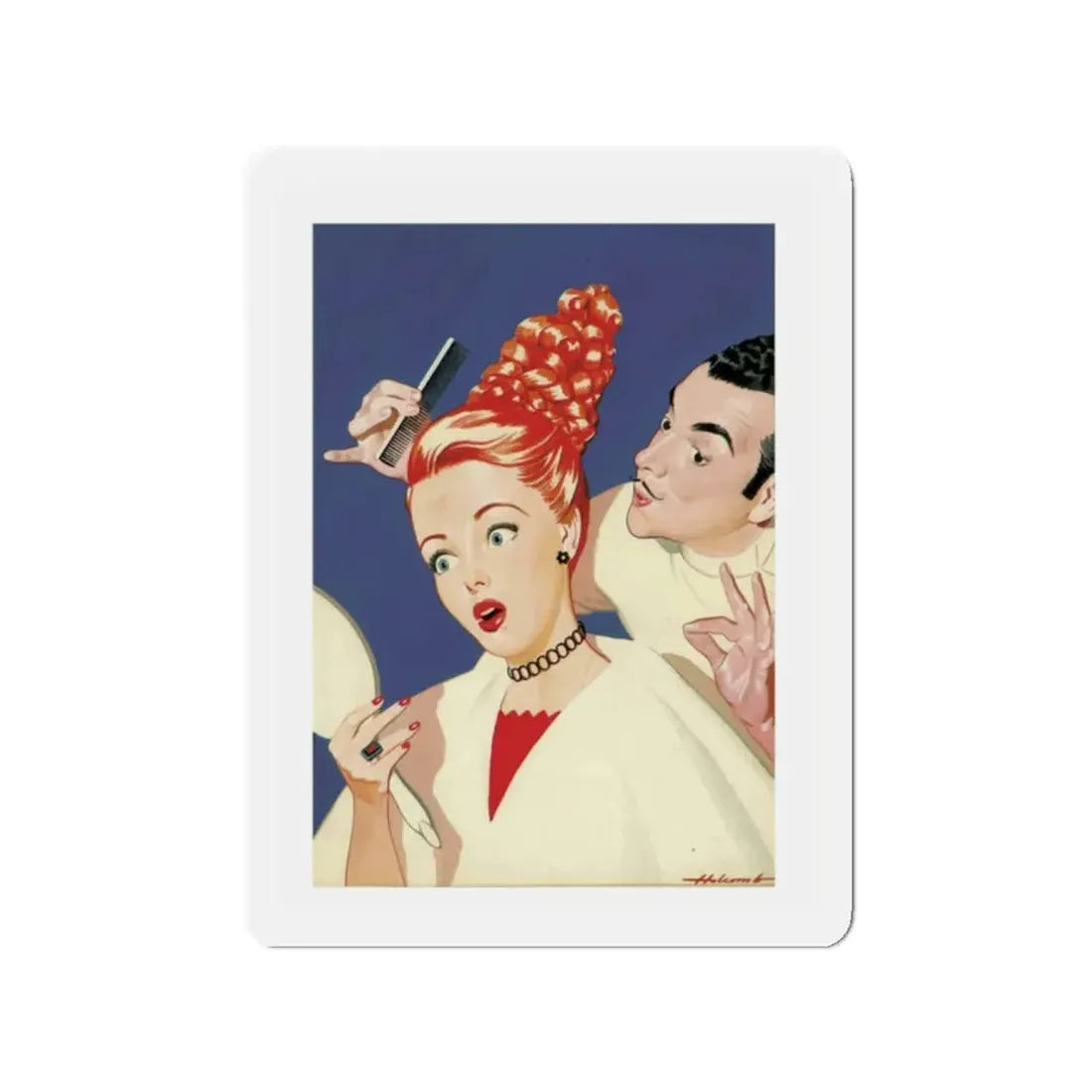New Hairdo (Magazine Illustration) Refrigerator Magnet 2 Inch - The Sticker Space