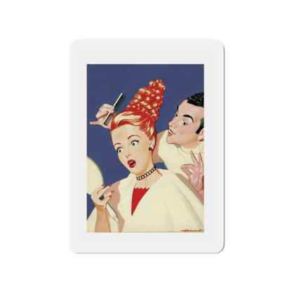 New Hairdo (Magazine Illustration) Refrigerator Magnet-3" x 3"-The Sticker Space