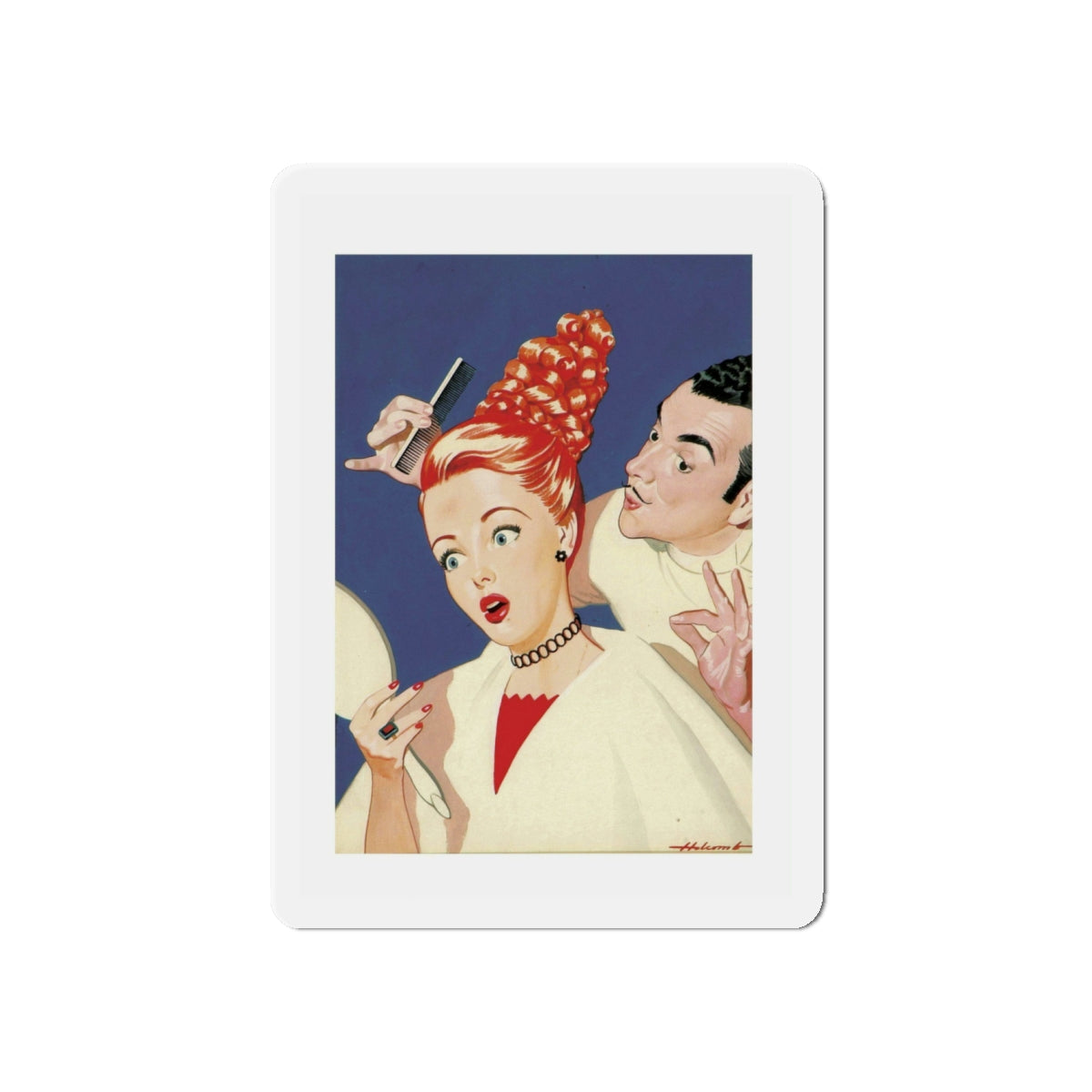 New Hairdo (Magazine Illustration) Refrigerator Magnet-6 × 6"-The Sticker Space