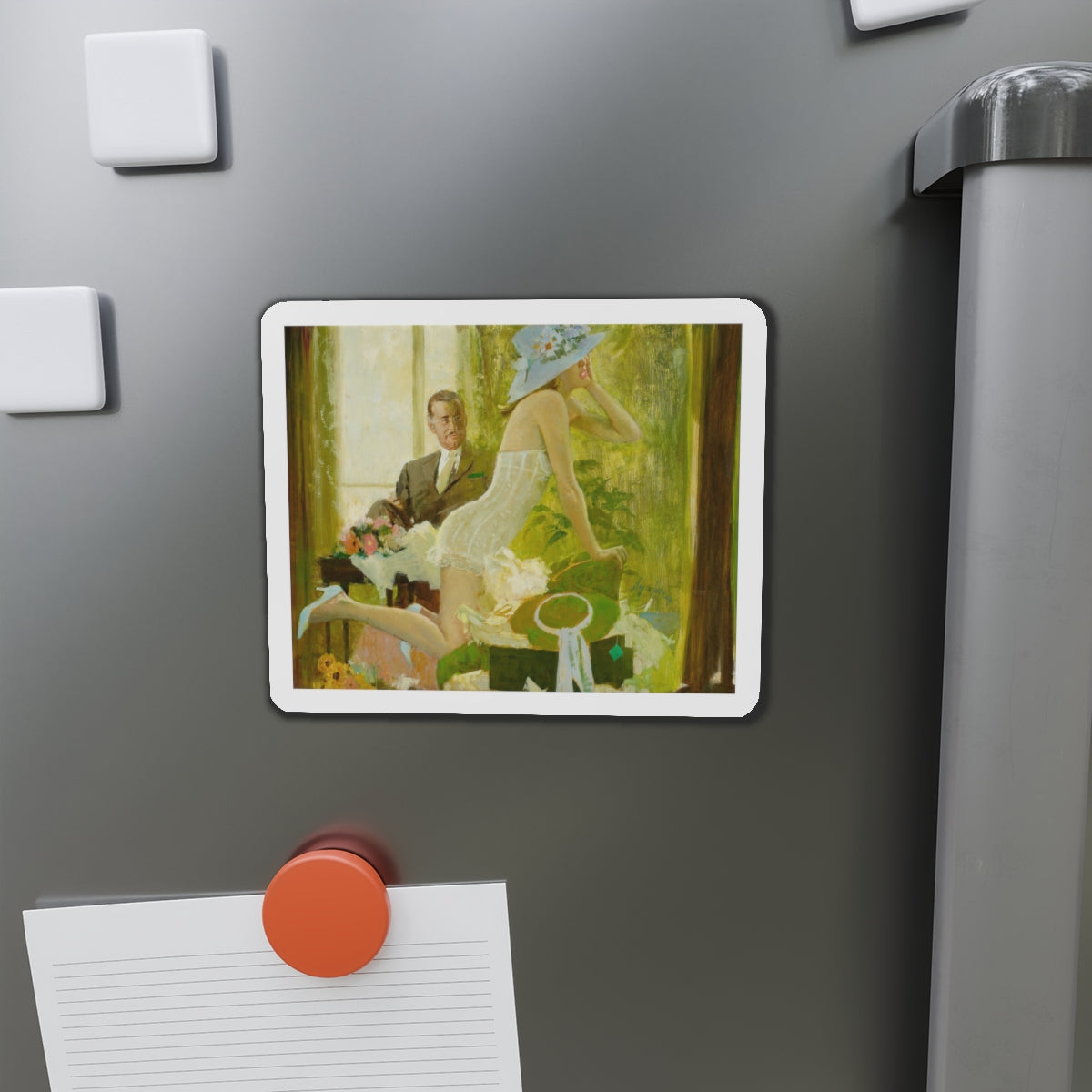 New Hats (Magazine Illustration) Refrigerator Magnet-The Sticker Space