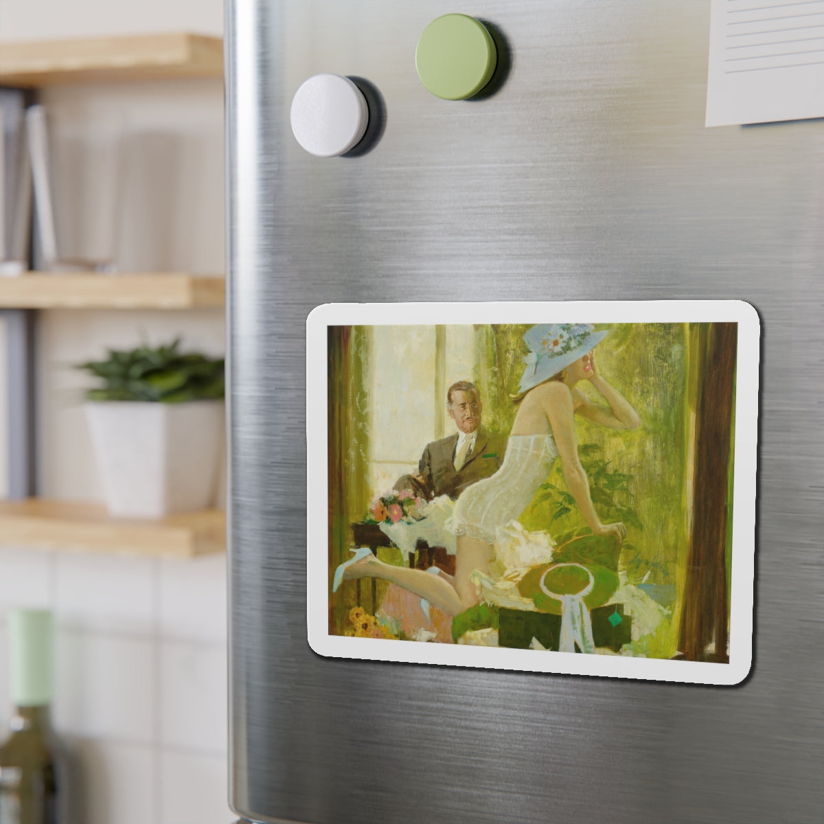 New Hats (Magazine Illustration) Refrigerator Magnet-The Sticker Space