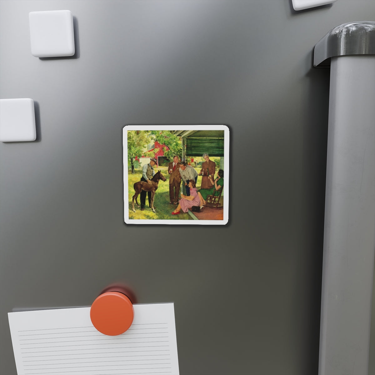 New Member of the Family, 1950 (Magazine Illustration) Refrigerator Magnet-The Sticker Space