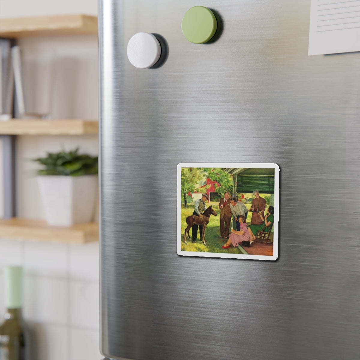 New Member of the Family, 1950 (Magazine Illustration) Refrigerator Magnet-The Sticker Space