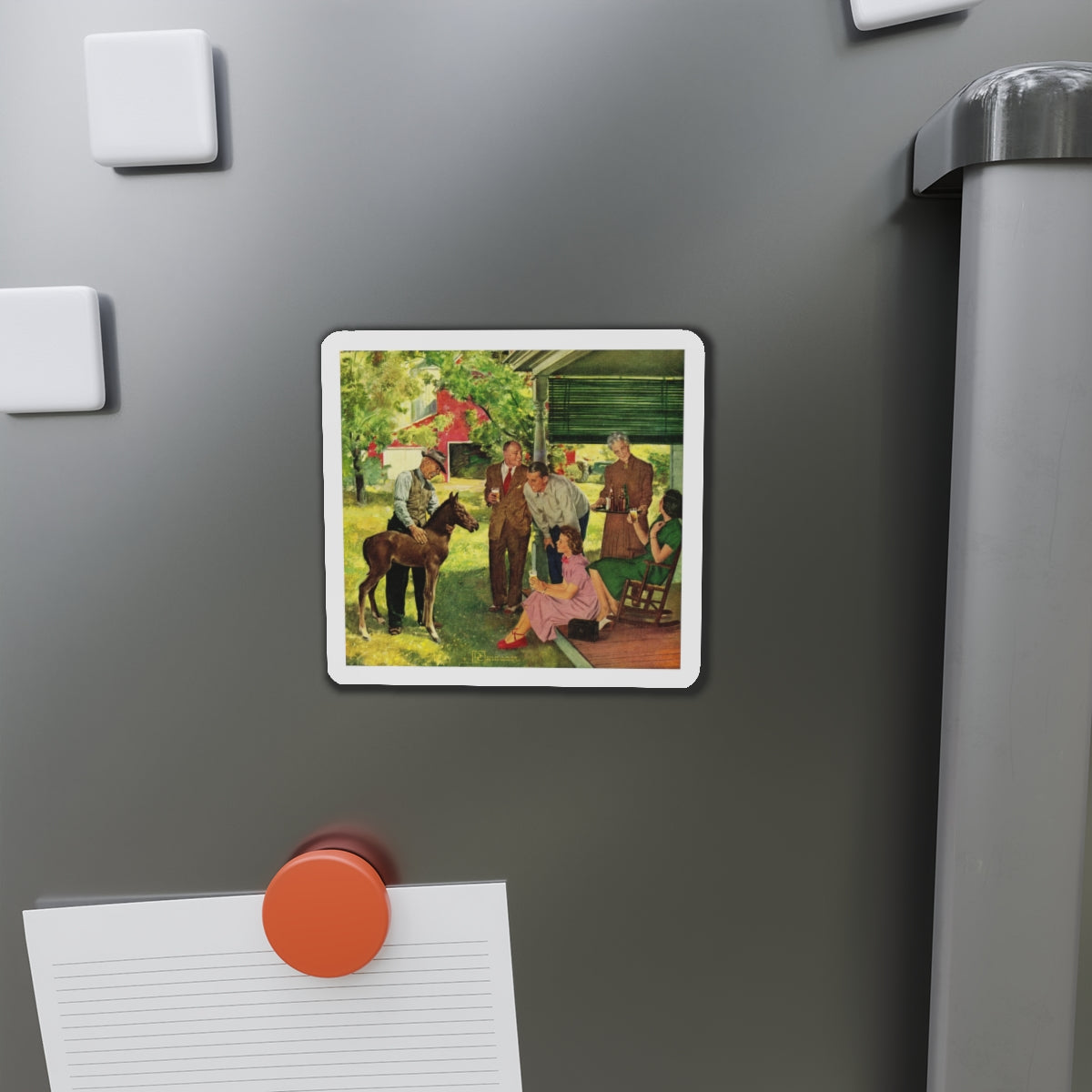 New Member of the Family, 1950 (Magazine Illustration) Refrigerator Magnet-The Sticker Space