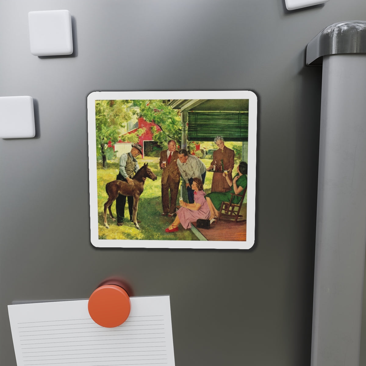 New Member of the Family, 1950 (Magazine Illustration) Refrigerator Magnet-The Sticker Space