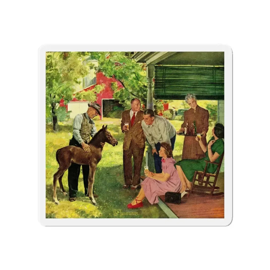 New Member of the Family, 1950 (Magazine Illustration) Refrigerator Magnet 4 Inch - The Sticker Space
