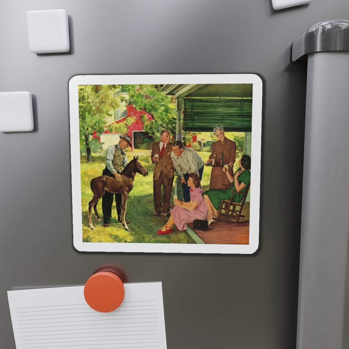 New Member of the Family, 1950 (Magazine Illustration) Refrigerator Magnet-The Sticker Space