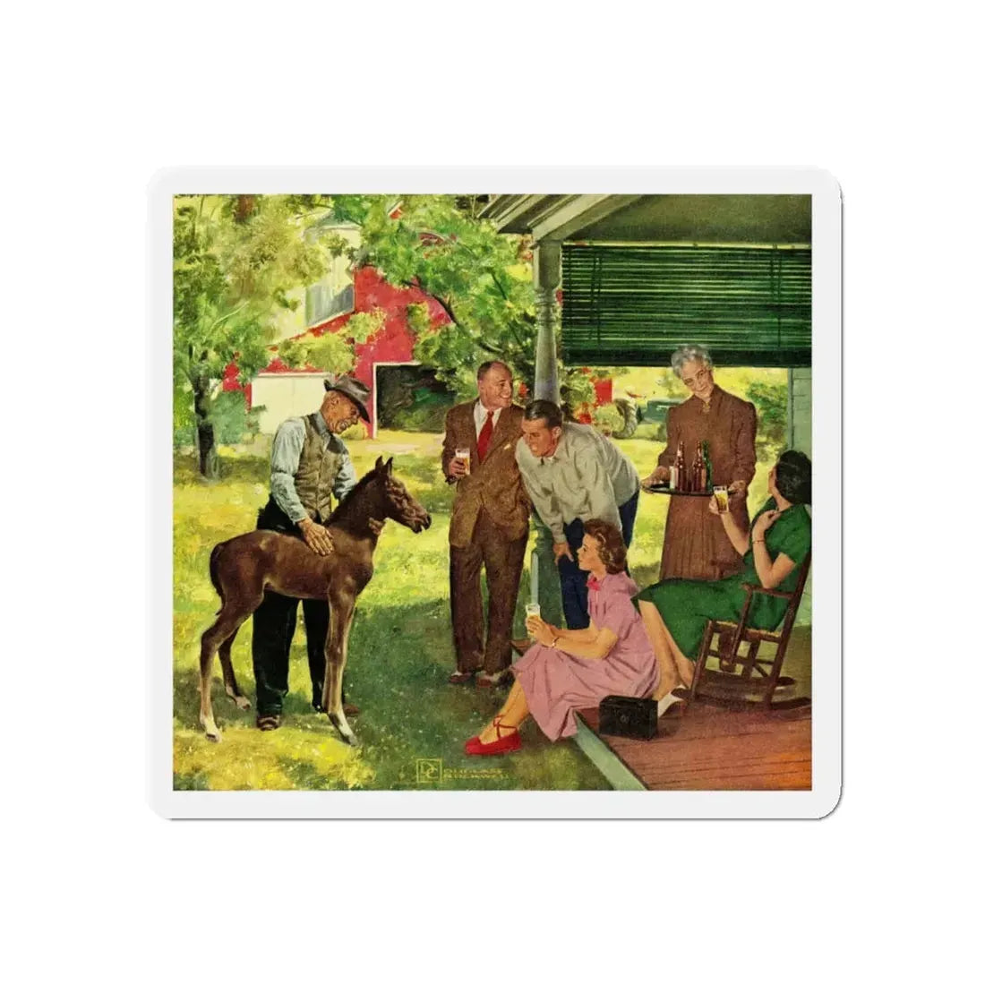 New Member of the Family, 1950 (Magazine Illustration) Refrigerator Magnet - The Sticker Space