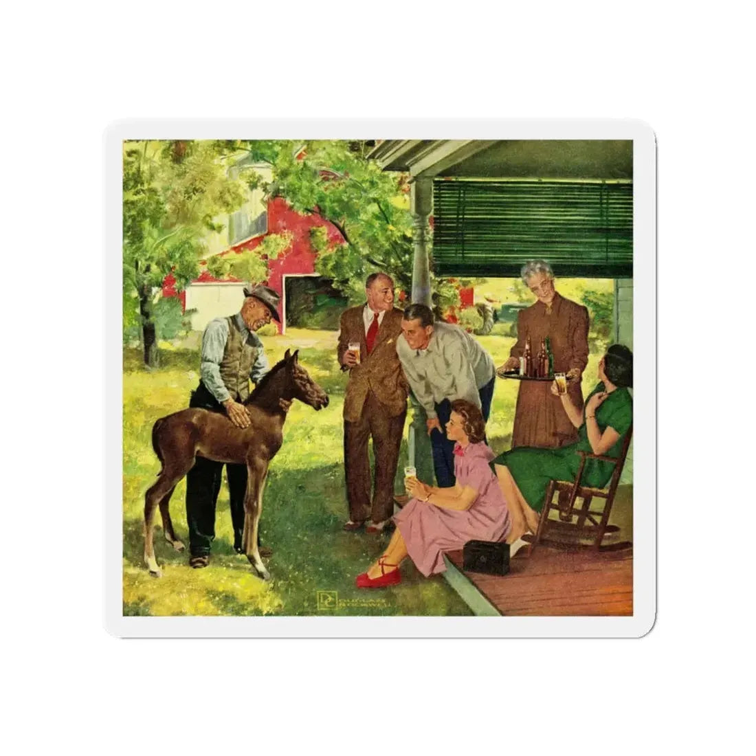 New Member of the Family, 1950 (Magazine Illustration) Refrigerator Magnet - The Sticker Space