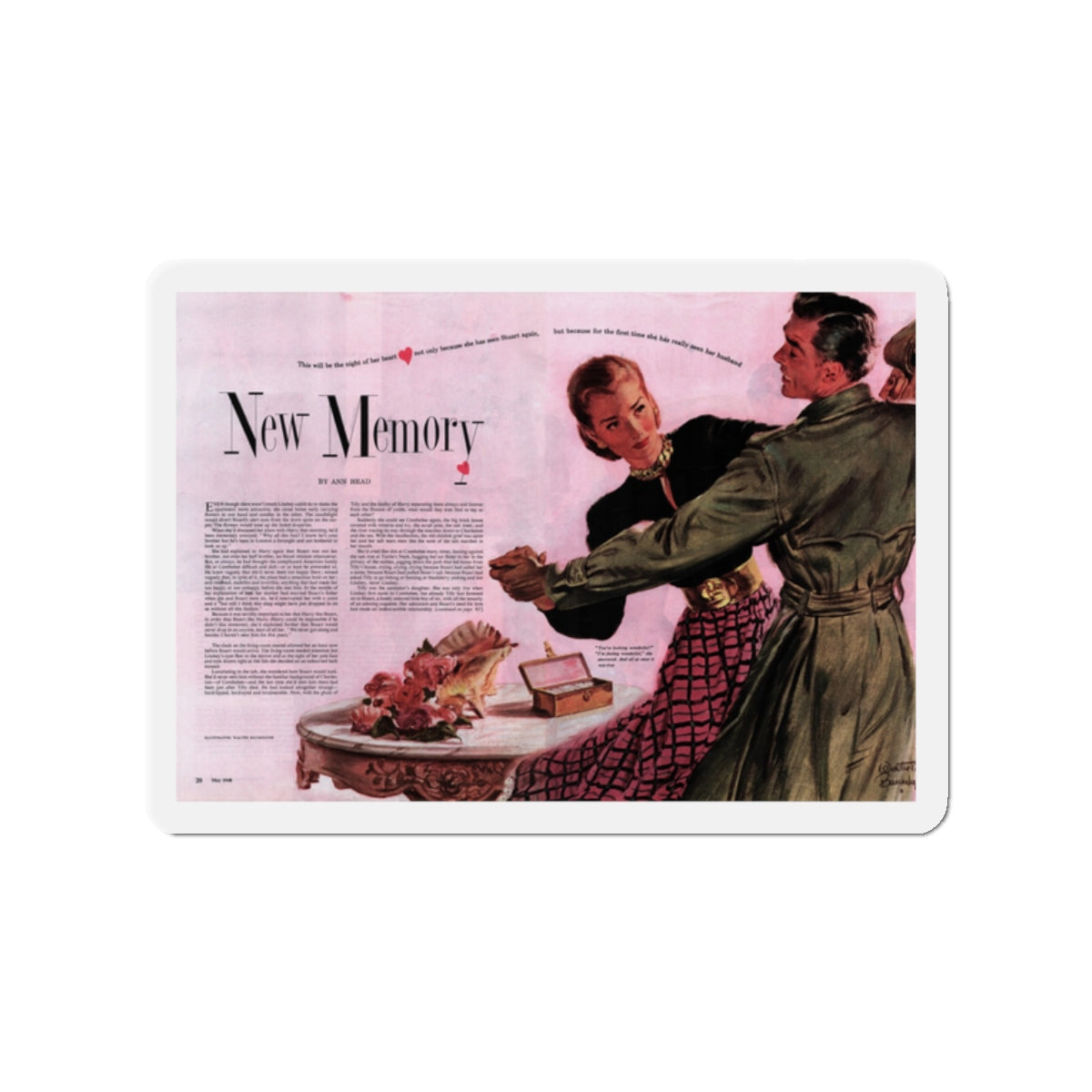 New Memory, Woman's Home Companion, May 1948 (Magazine Illustration) Refrigerator Magnet-2" x 2"-The Sticker Space