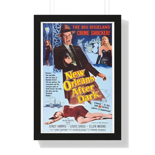 NEW ORLEANS AFTER DARK 1958 - Framed Movie Poster 16″ x 24″ Black - The Sticker Space
