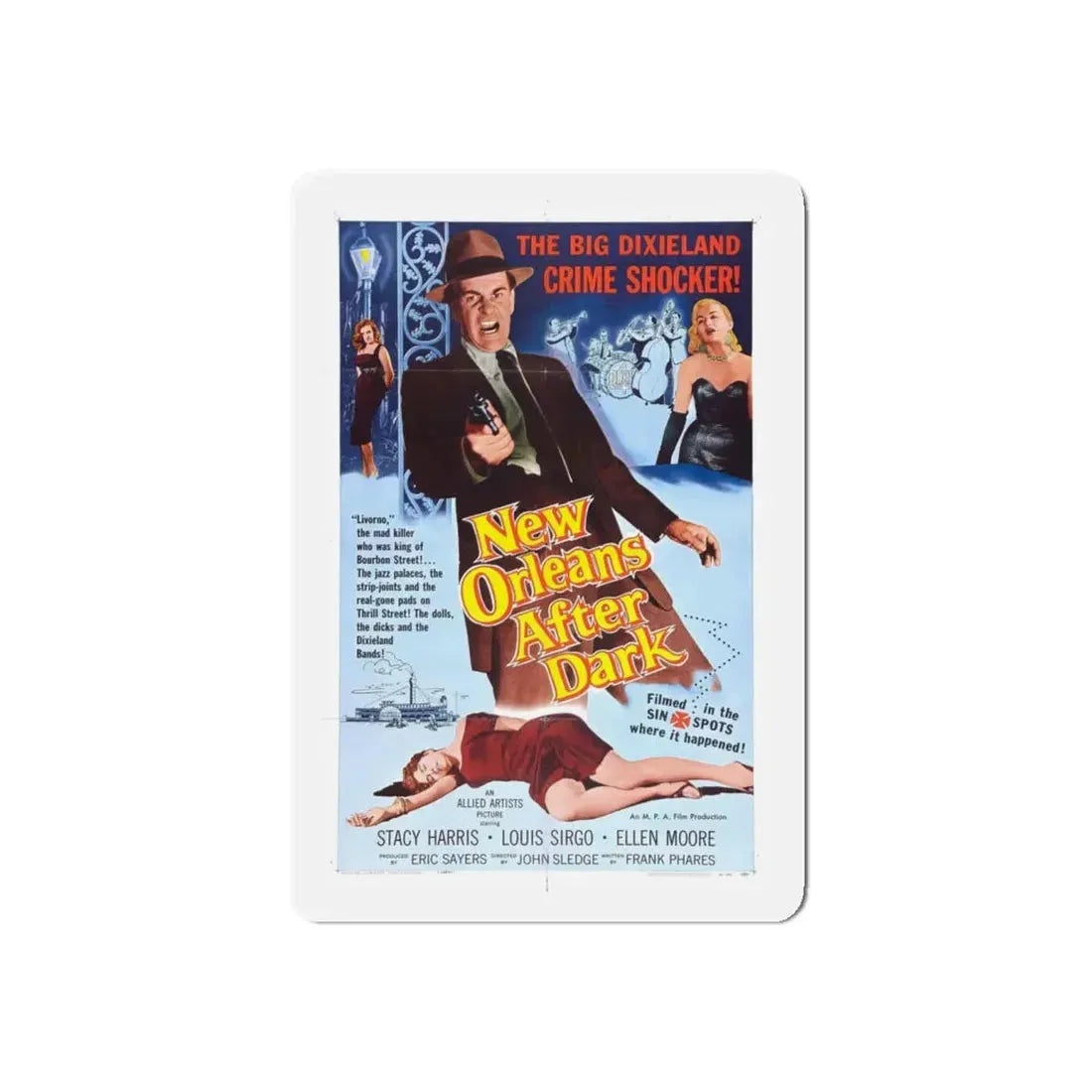 NEW ORLEANS AFTER DARK 1958 Movie Poster - Refrigerator Magnet - The Sticker Space