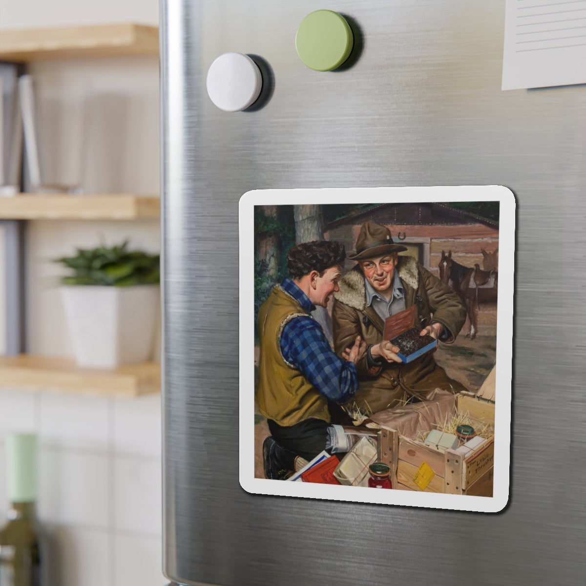 New Provisions (Magazine Illustration) Refrigerator Magnet-The Sticker Space