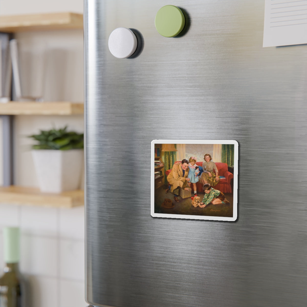 New Puppy (Magazine Illustration) Refrigerator Magnet-The Sticker Space