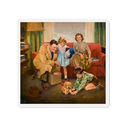 New Puppy (Magazine Illustration) Refrigerator Magnet 2 Inch - The Sticker Space