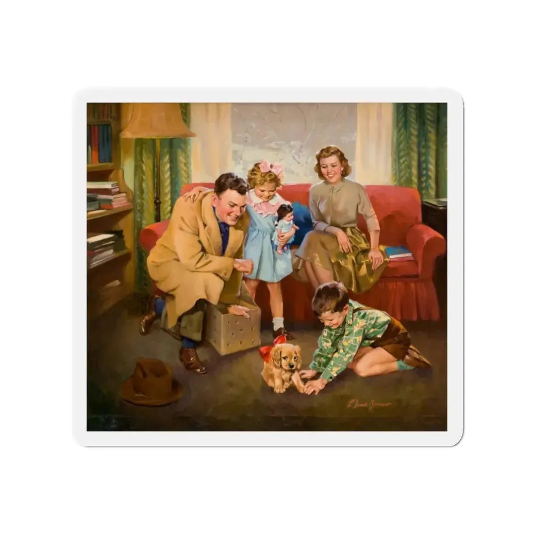 New Puppy (Magazine Illustration) Refrigerator Magnet - The Sticker Space