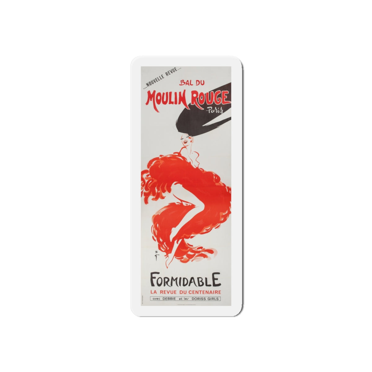 New revue, Bal at the Moulin Rouge, Formidable, the centenary revue, 1988 (Magazine Illustration) Refrigerator Magnet-6 × 6"-The Sticker Space