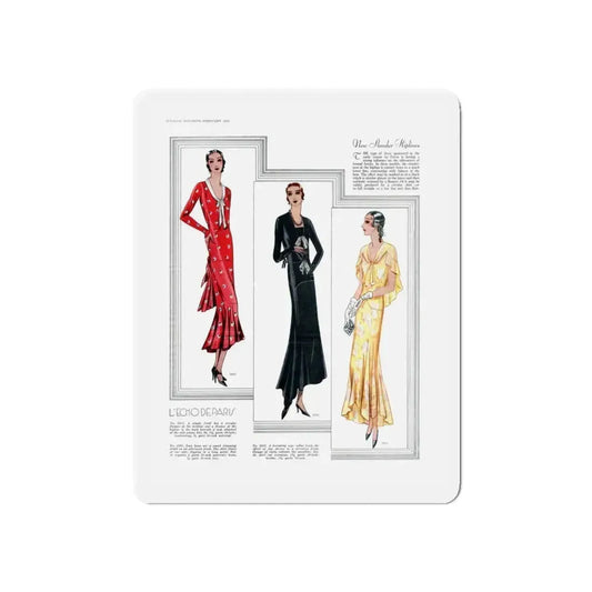 New Slender Hiplines, McCall's magazine, February 1930 (Magazine Illustration) Refrigerator Magnet 6 Inch - The Sticker Space