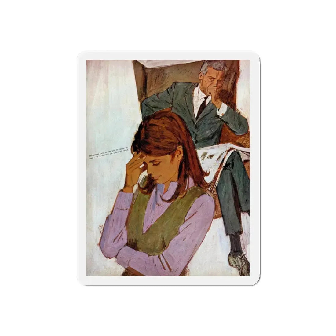 New-style marriage, Chatelaine, June 1966 (Magazine Illustration) Refrigerator Magnet 6 Inch - The Sticker Space