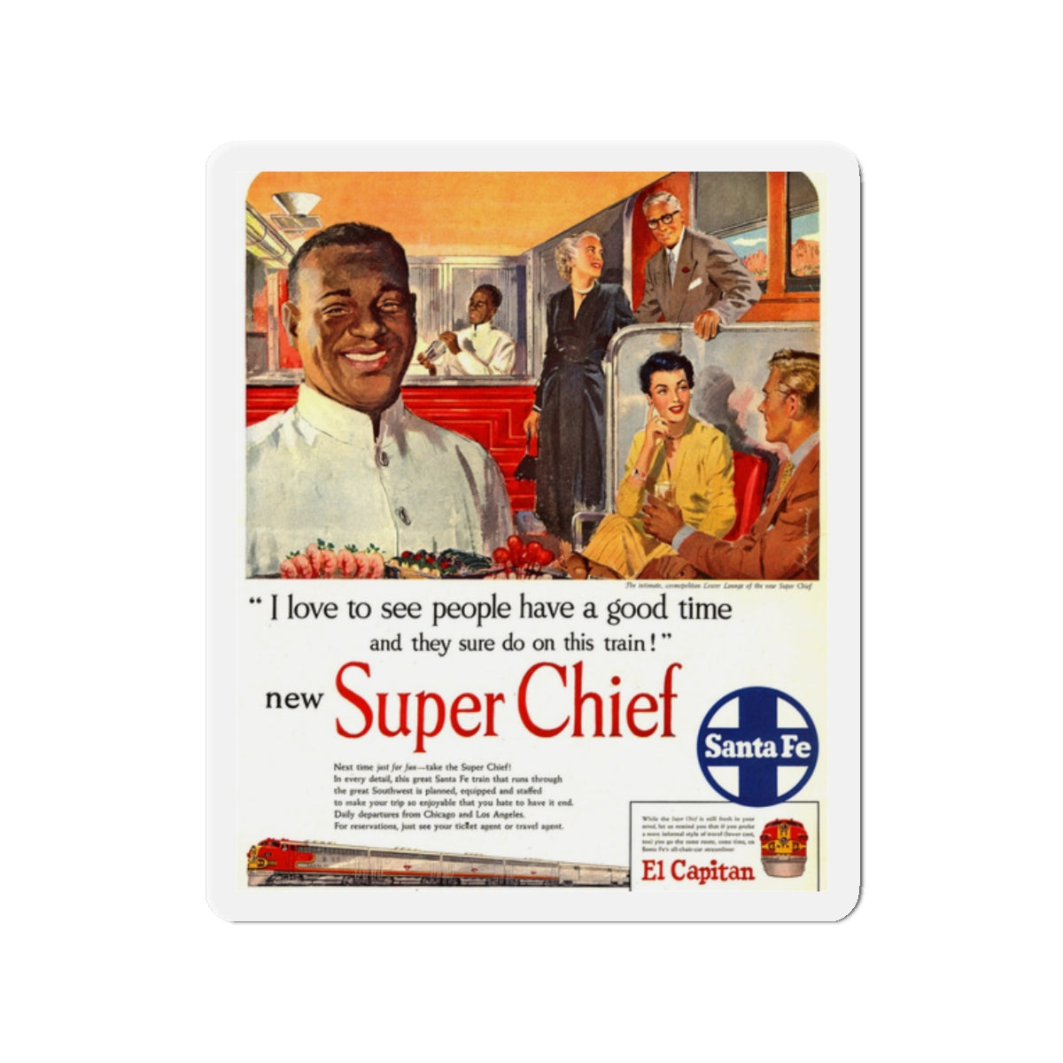 New Super Chief, advertisement (Magazine Illustration) Refrigerator Magnet-2" x 2"-The Sticker Space