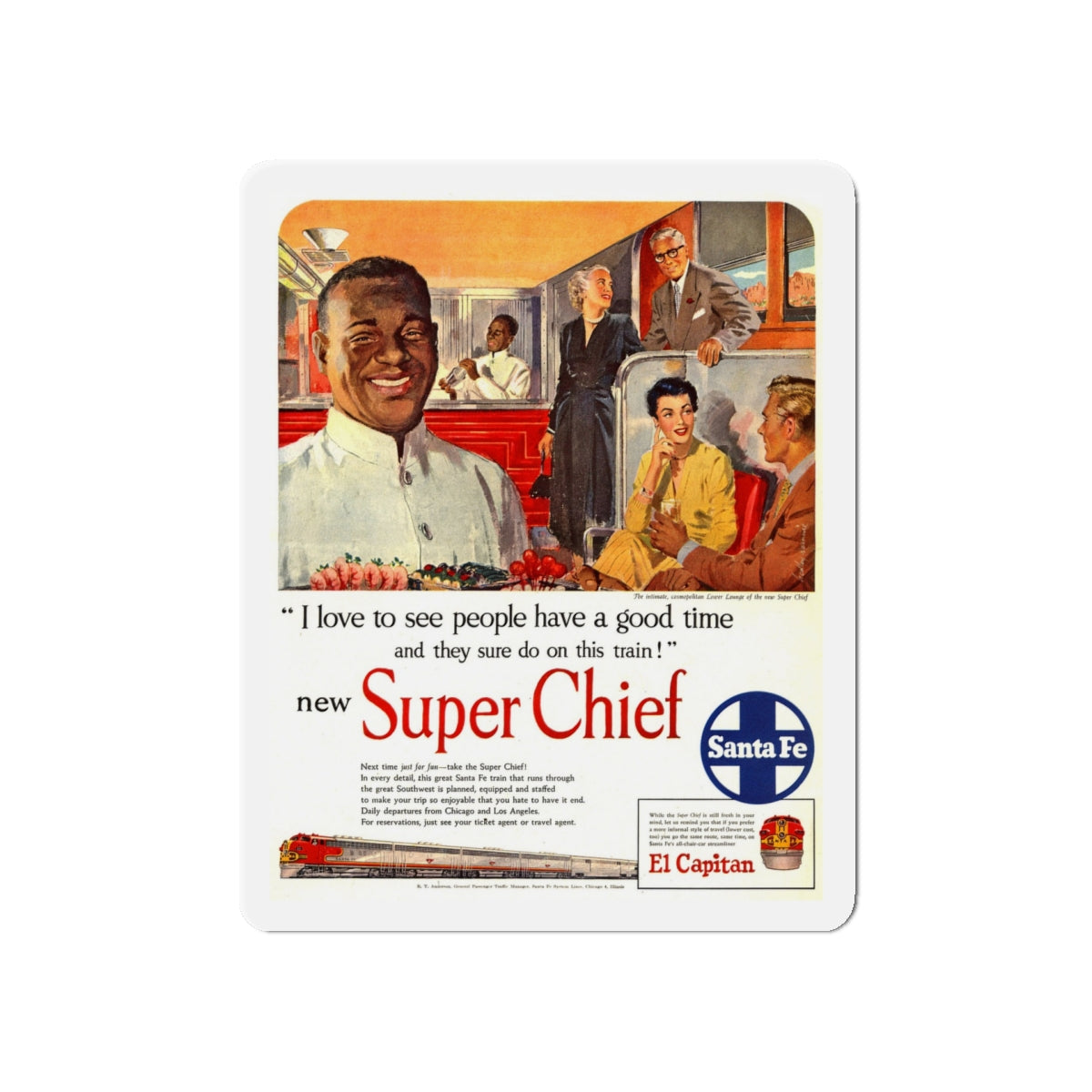 New Super Chief, advertisement (Magazine Illustration) Refrigerator Magnet-5" x 5"-The Sticker Space