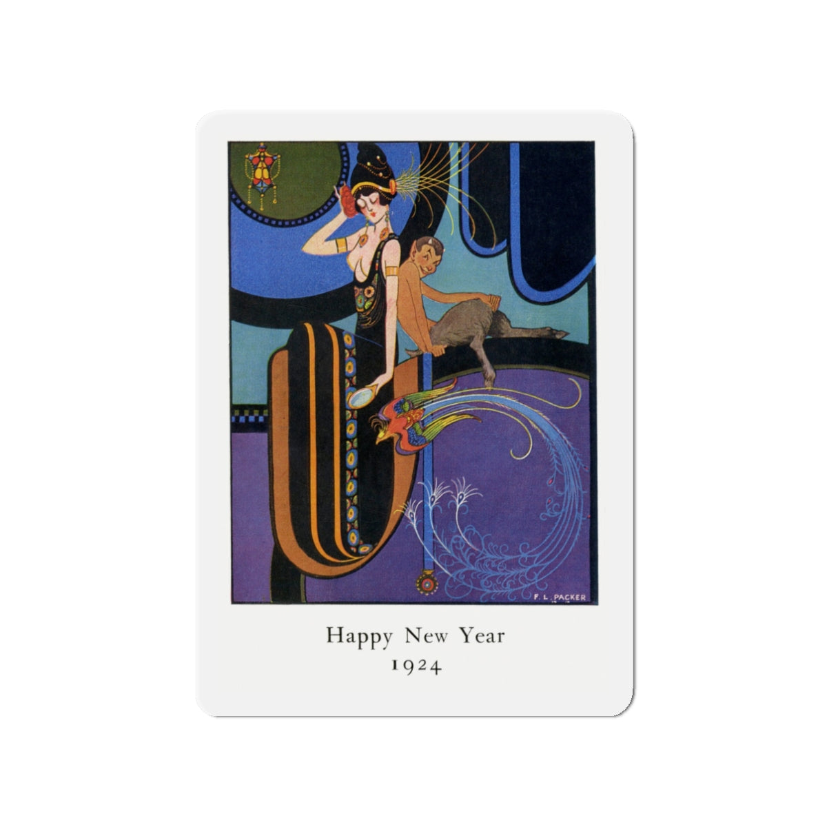 New Year's Eve at the Hotel St. Francis, San Francisco, 1924 (Magazine Illustration) Refrigerator Magnet-3" x 3"-The Sticker Space